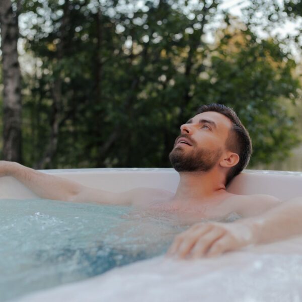 Man enjoying hot tub