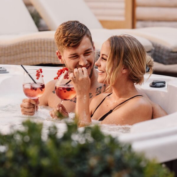 Couple enjoying hot tub