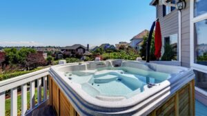 Hot tub on a patio