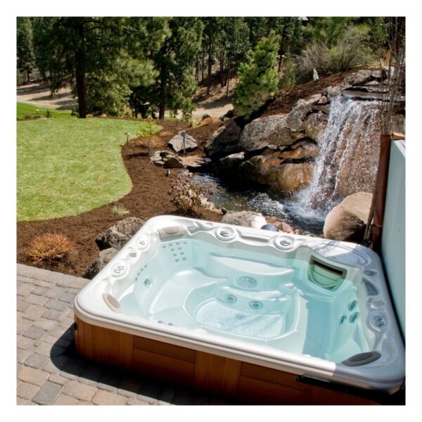 hot tub in backyard