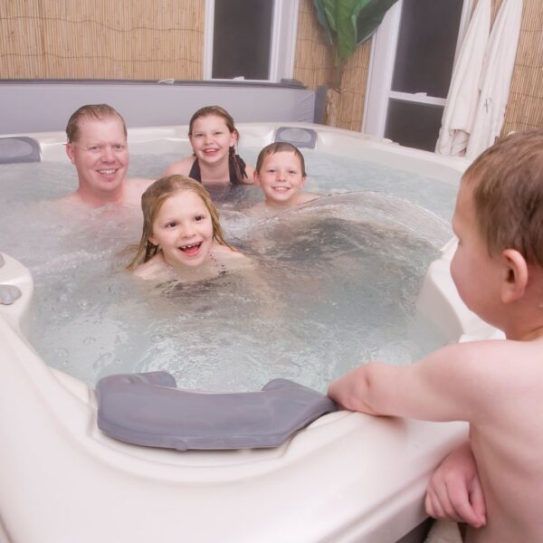 family in hot tub