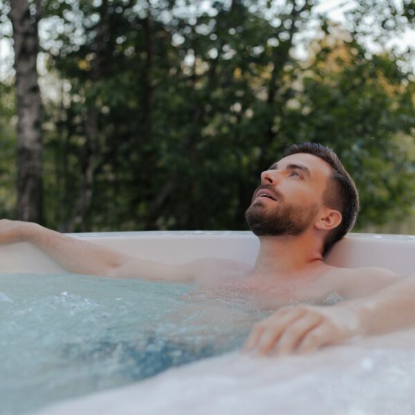 man in hot tub