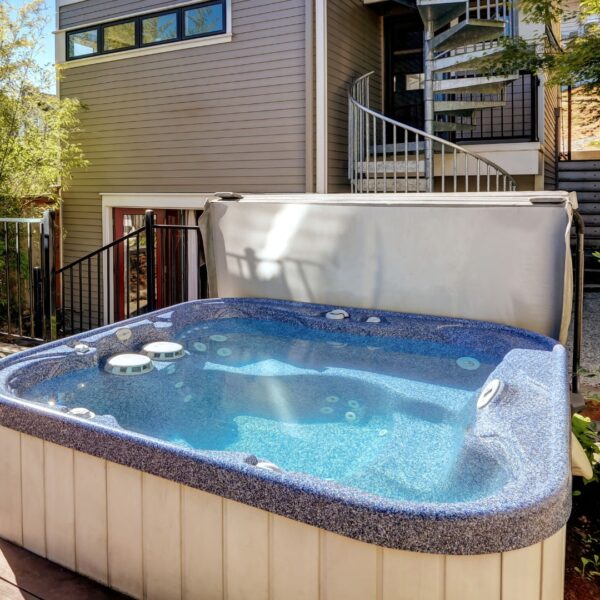 hot tub in back yard