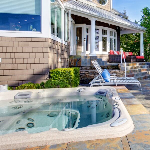 hot tub in back yard
