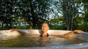 woman in hot tub