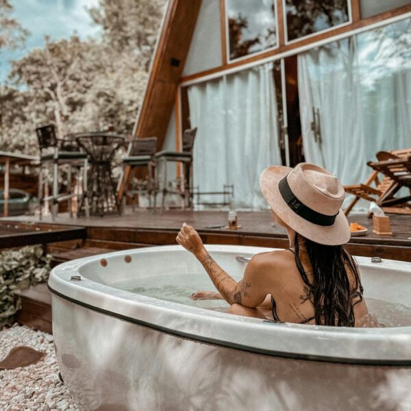 woman in hot tub