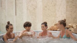 friends in hot tub