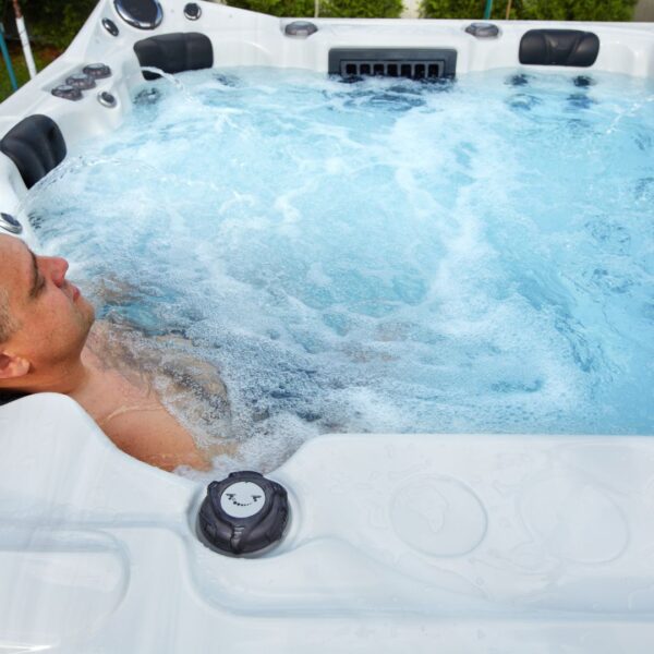 Man relaing in hot tub