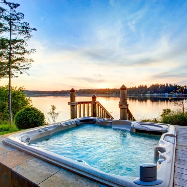 hot tub by lake