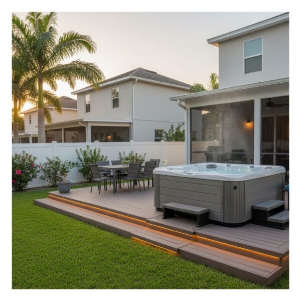 hot tub delivered and installed at a Florida home